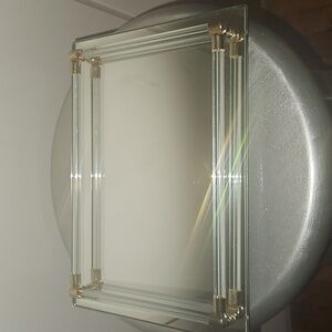 Vintage Glass and Gold Mirror Vanity Tray